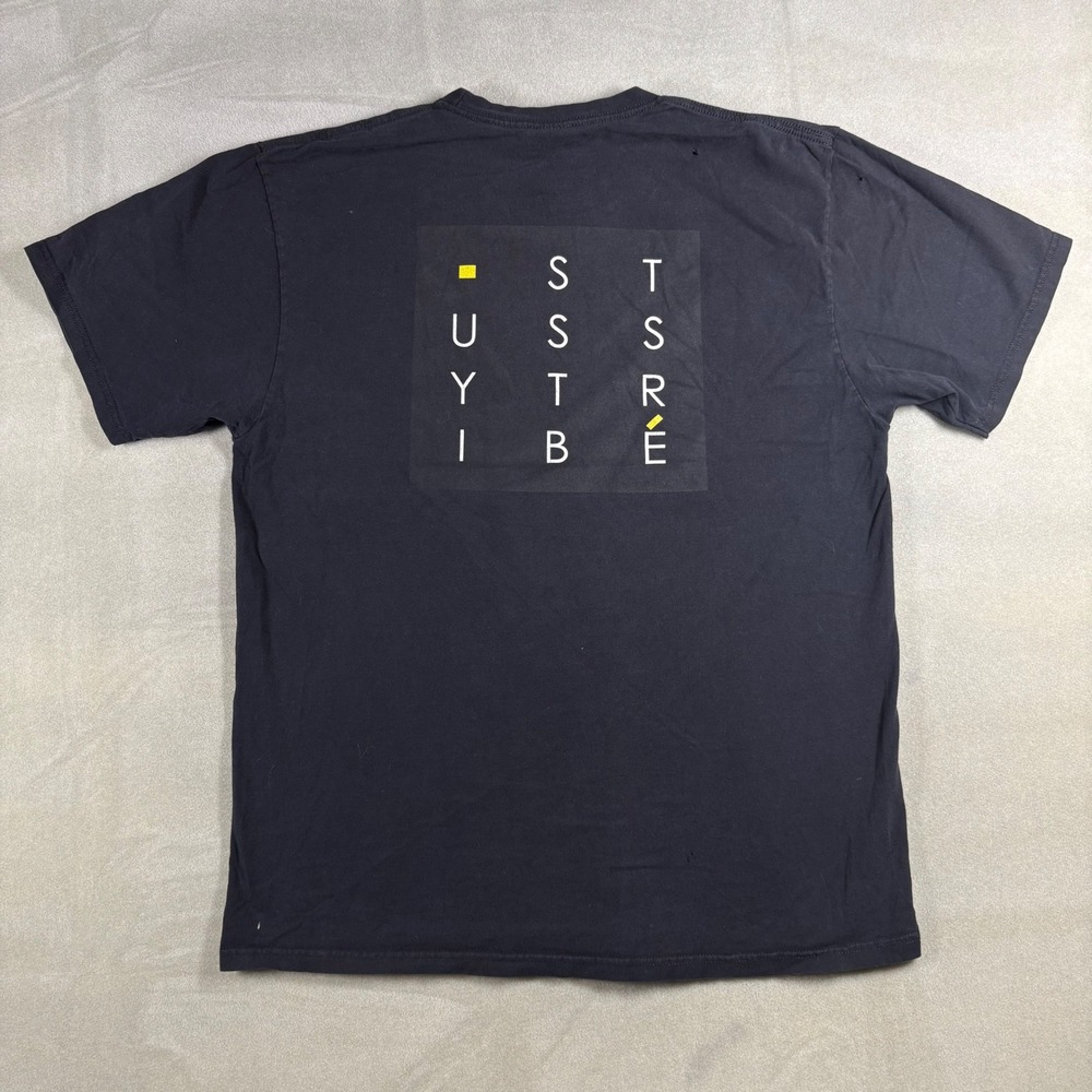 Stussy Mens‎ Graphic T-Shirt Black Short Sleeve Distressed Logo Tee Size L